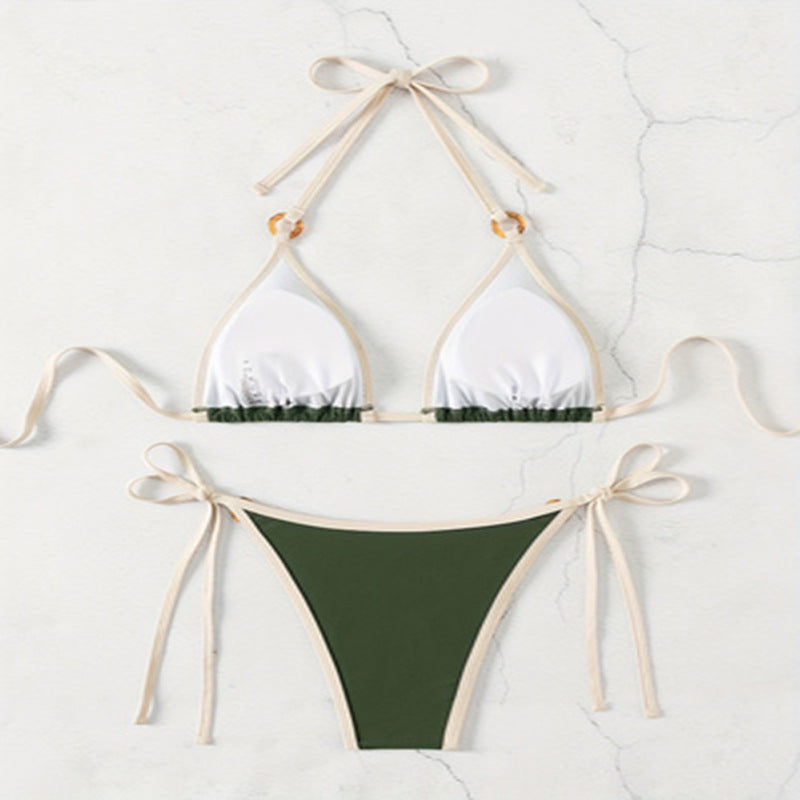 Dame Triangle-Bikini Sæt med justerbare stropper og elegante accenter Skovae