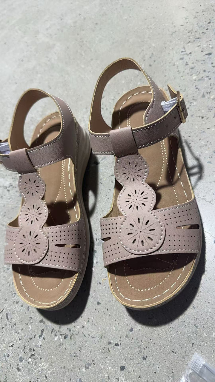 Damer sommerlige komfort-sandaler med elegant blomster-design og anatomisk fodseng Stilla