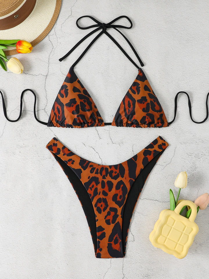 Dame Triangel-Bikini-sæt med raffineret leopardmønster og høje benudskæringer Stilla