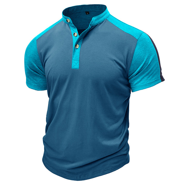 Herrer Polo-T-shirt med moderigtigt ståkrave og praktisk knapliste Stilla