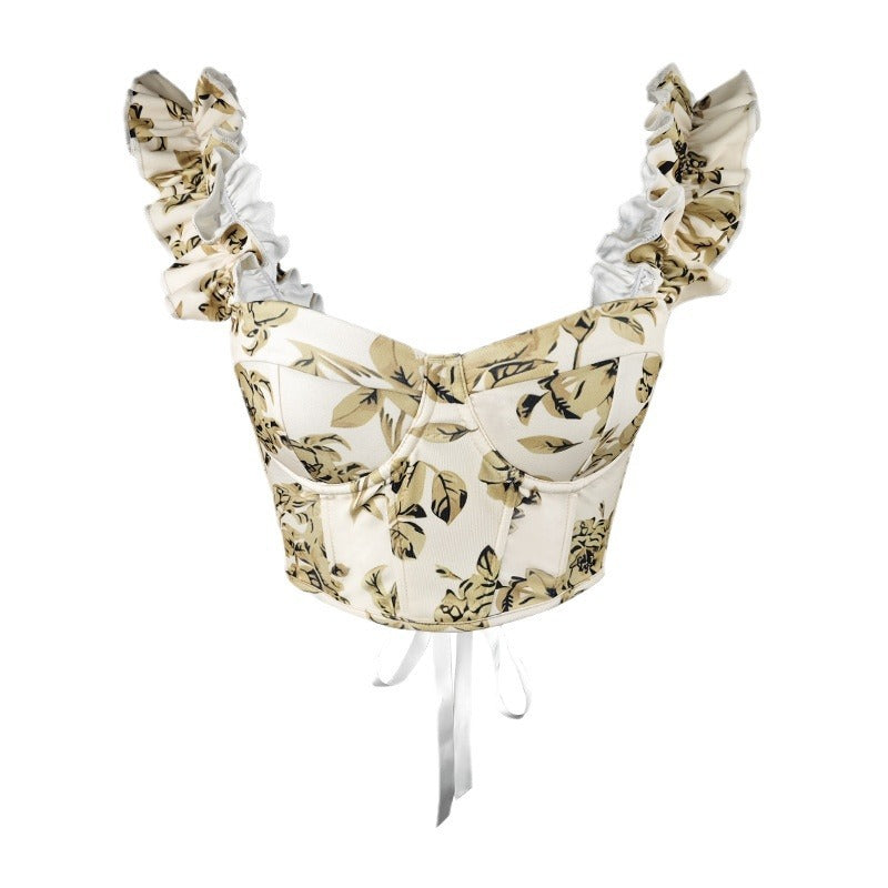 Dame Bustier i romantisk floral design med ruffled detaljer Stilla