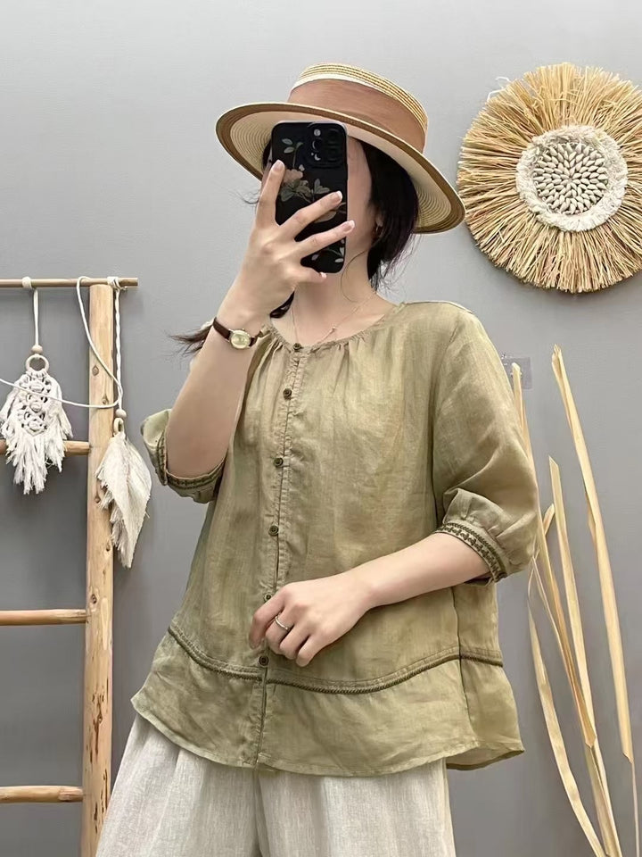 Femme Relaxed Fit Letvægt Button-Up Bluse Stilla