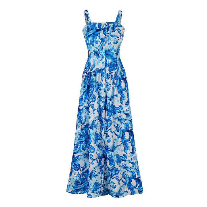 Dame Maxikjole med elegant blomsterprint og off-shoulder design Stilla