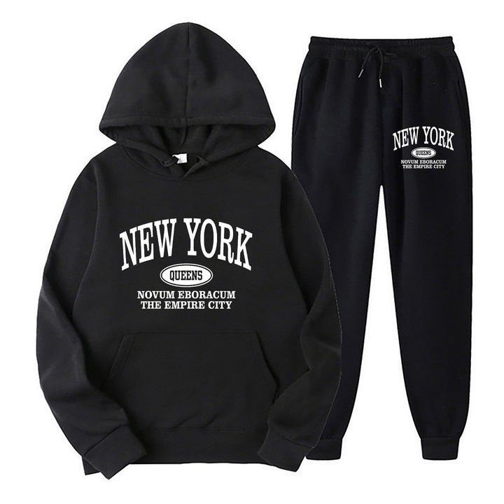 Kvinders sporty hætte sæt med stort New York print Skovae