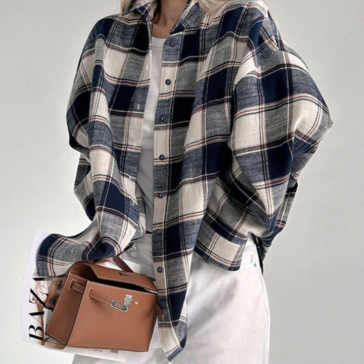 Femme Cozy Flannel Button-Up Skjorte Stilla