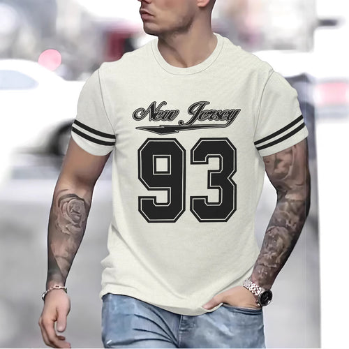 Herrer T-shirt med sporty New Jersey design og kontrasterende ærmer Stilla
