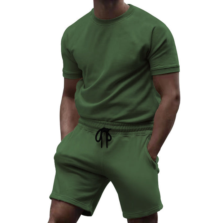 Herre afslappet sportoverdel og shorts-sæt med elastisk talje Stilla