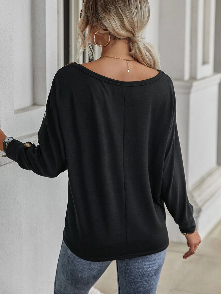 Stilla | Mode Scoop Hals Lange Ærmer Løs Bluse Top