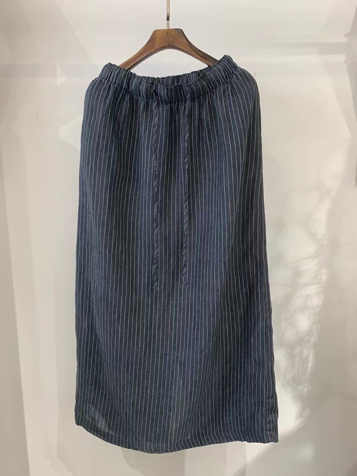 Femme Stribet Løs Maxi-Nederdel Stilla