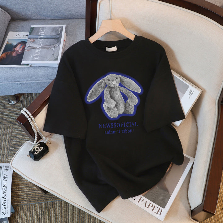 Dame T-shirt med kreativt kanindesign og afslappet snit Stilla