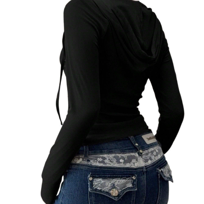 Femme Ribbet Zip-Up Crop Hoodie Stilla