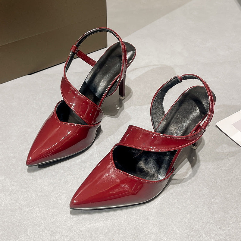 Dame Elegant Spids-Tå Slingback Hæle med Unik Kryds-Design Stilla
