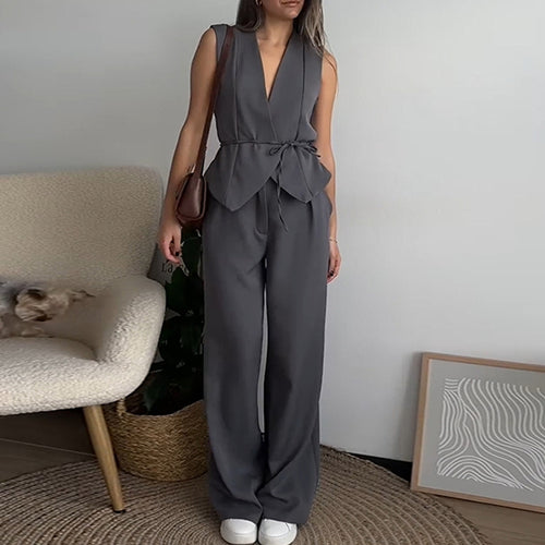 Dame jumpsuit med taljeret overdel og bredt ben Stilla