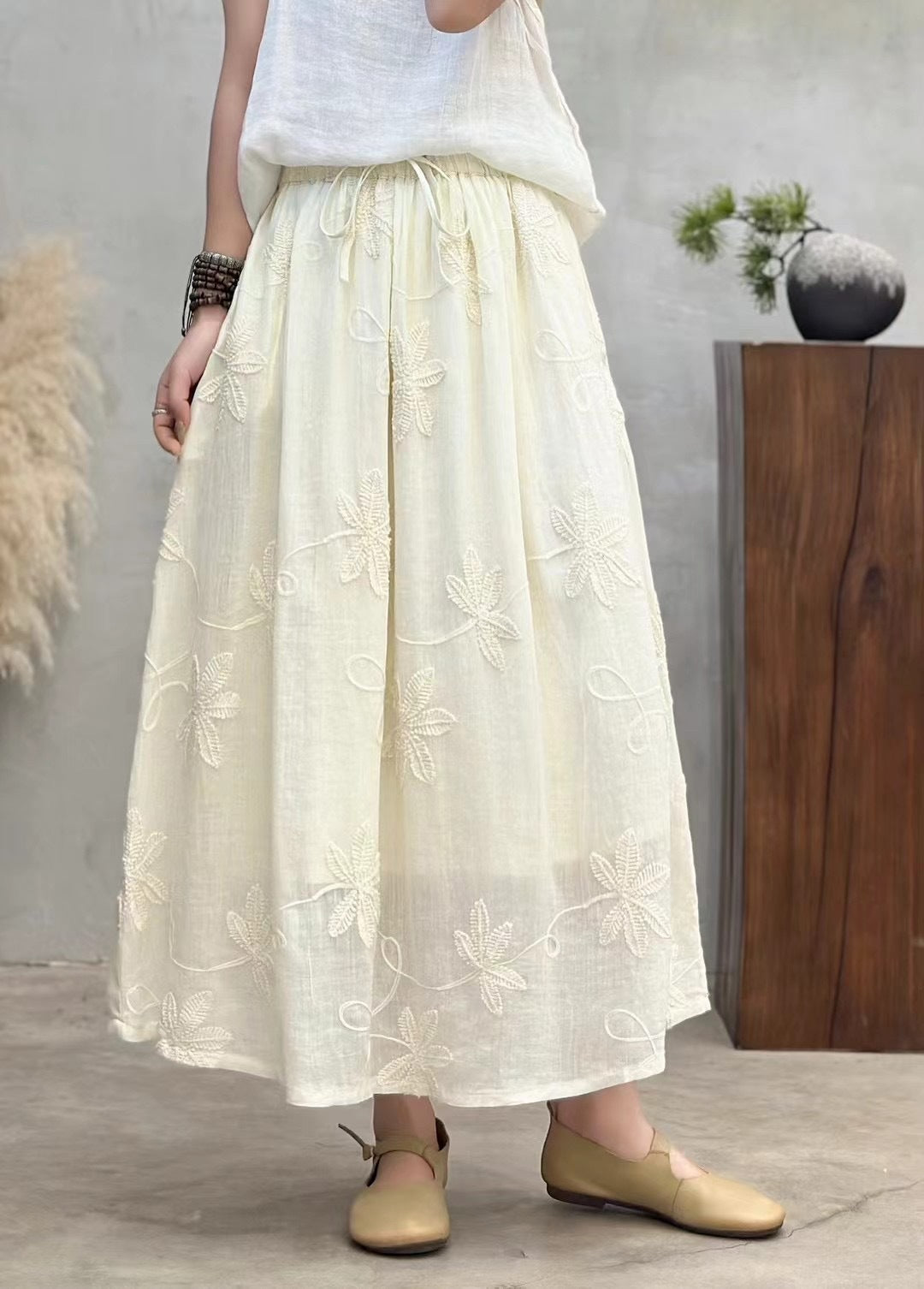 Femme Florale Bestikket Maxi-Nederdel Stilla