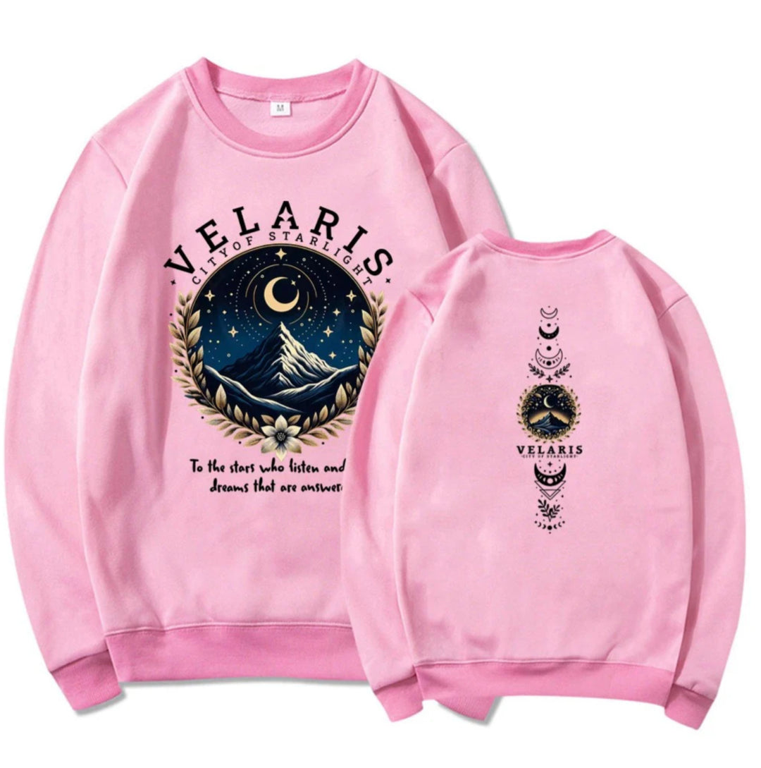 Kvinders sweatshirt med kunstnerisk nattehimmel motiv Skovae