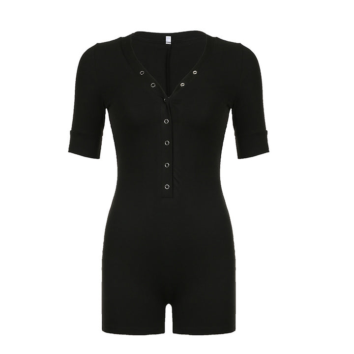 Dame Figurtilpasset Jumpsuit med kort ærme og moderne udskæring Skovae