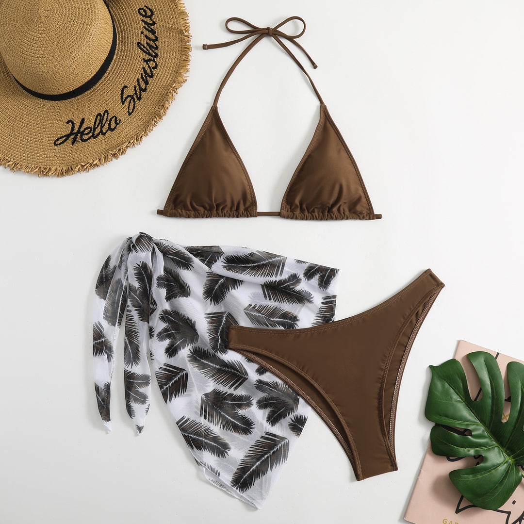 Dame Triangel-Bikini-Sæt med gennemsigtig Sarong Stilla