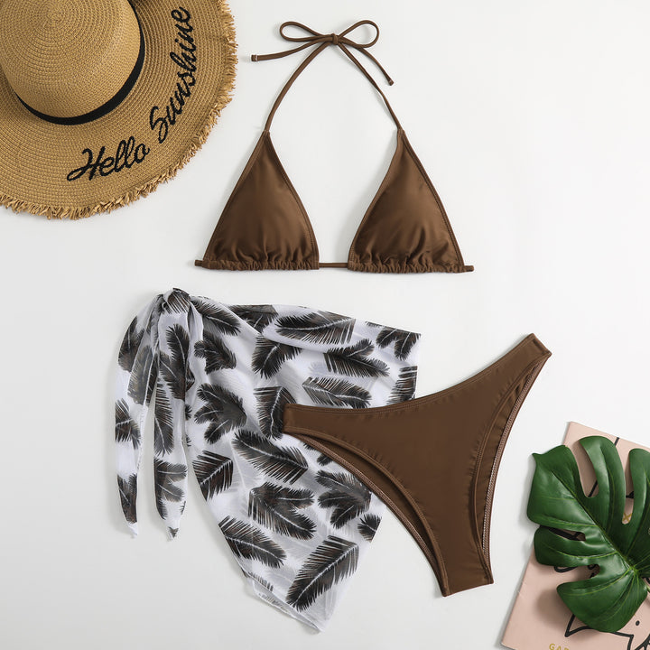 Dame Triangel-Bikini-Sæt med gennemsigtig Sarong Stilla