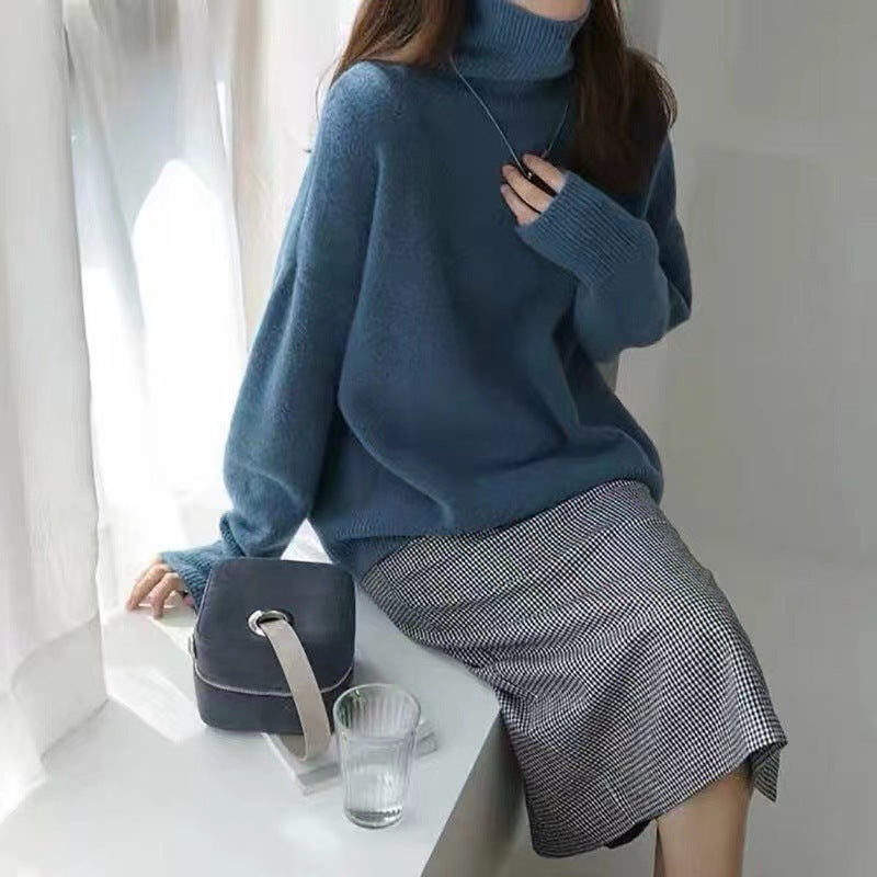 Kvinders oversized højhalset sweater med blødt strik Stilla