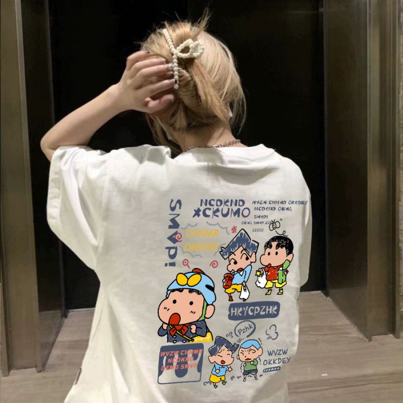 Dame T-shirt med sjov karaktertryk og oversized pasform Stilla