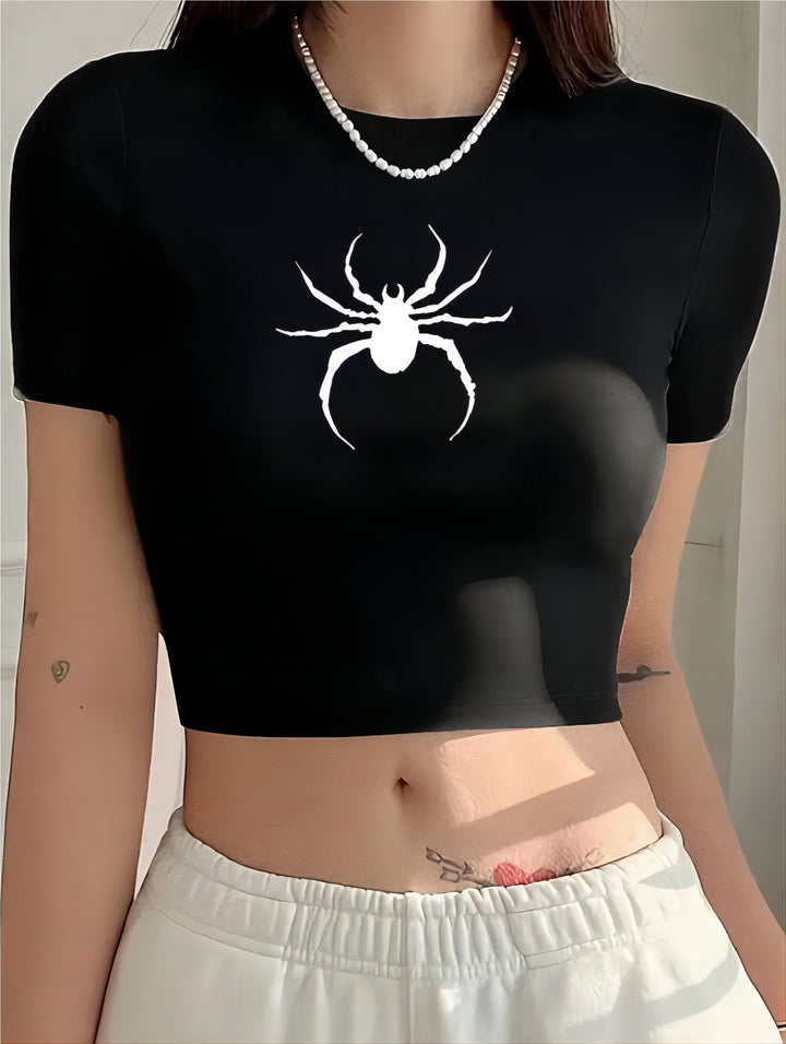 Damer Crop T-Shirt med moderne grafiktryk Skovae