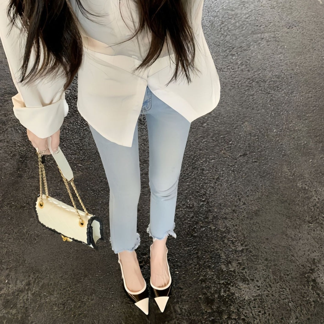 Dame Patenteret læder Slingback-pumps med kontrasterende kappe-tå Stilla