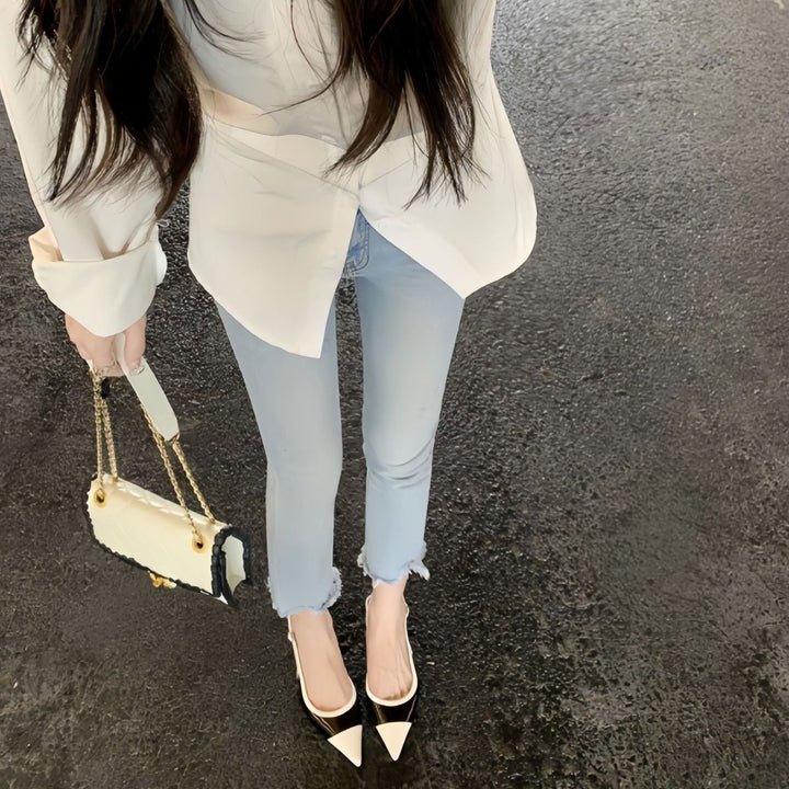 Dame Patenteret læder Slingback-pumps med kontrasterende kappe-tå Stilla