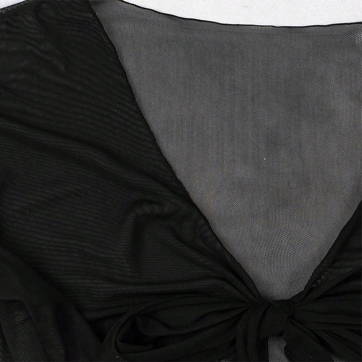Dame Gennemsigtig Kort Crop Bindefront Top Stilla