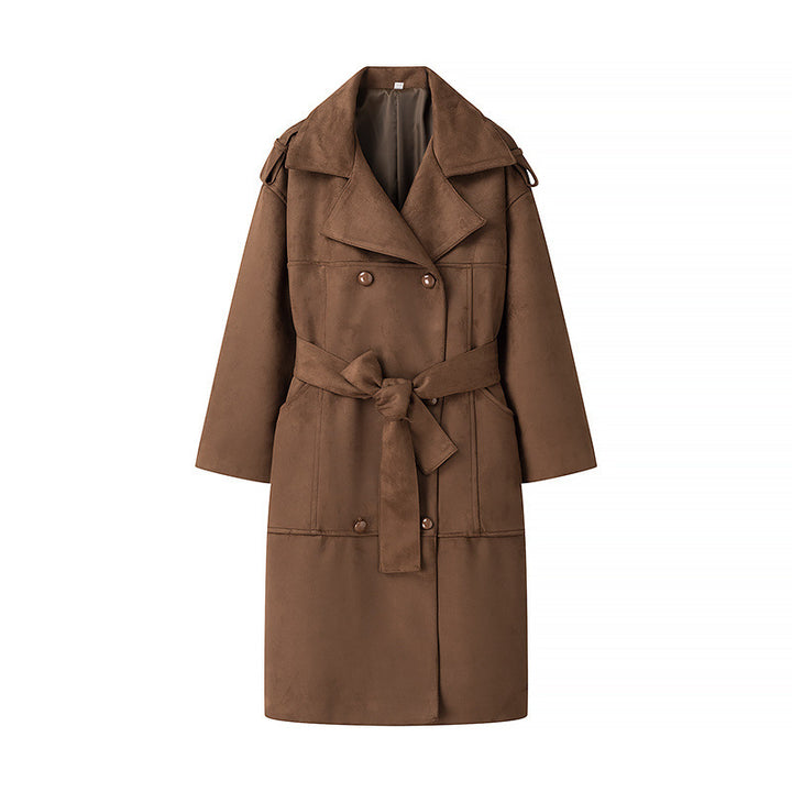 Femme Oversized Bælte Suede Trenchcoat Stilla