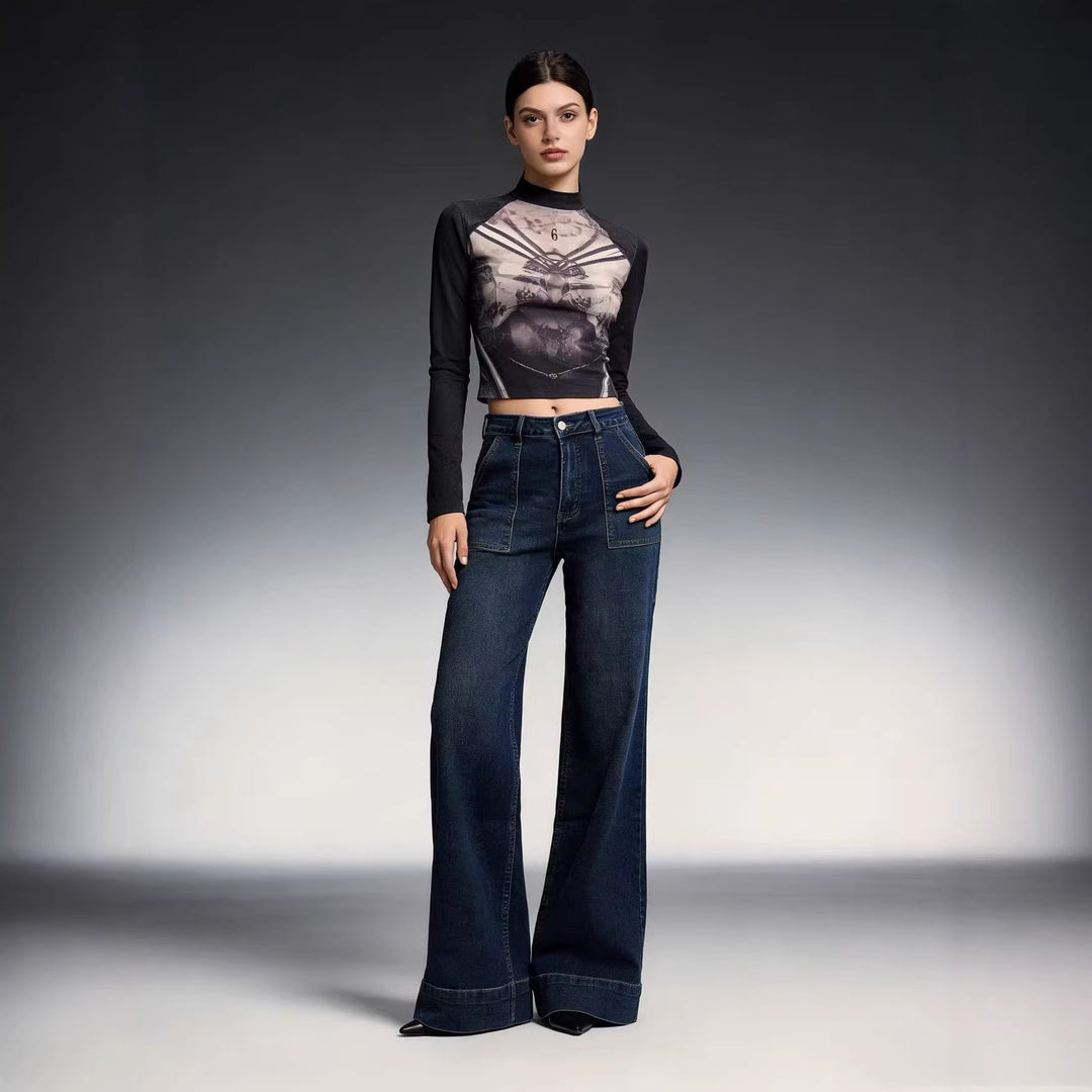 Dame High-Waist Vidde Bukser med trendy Applikation Skovae