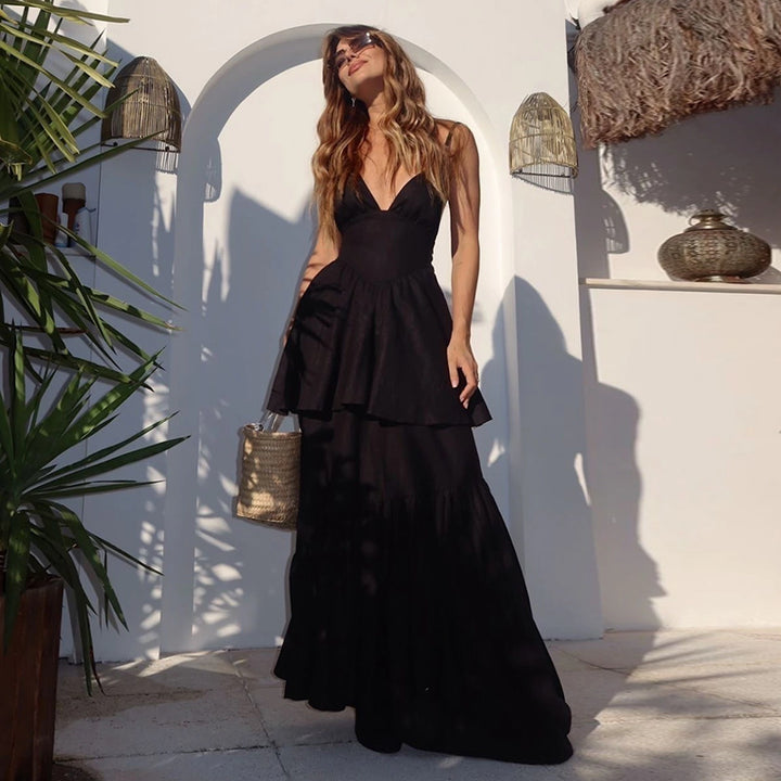 Dame Elegant Lagdeling Maxi Kjole Stilla