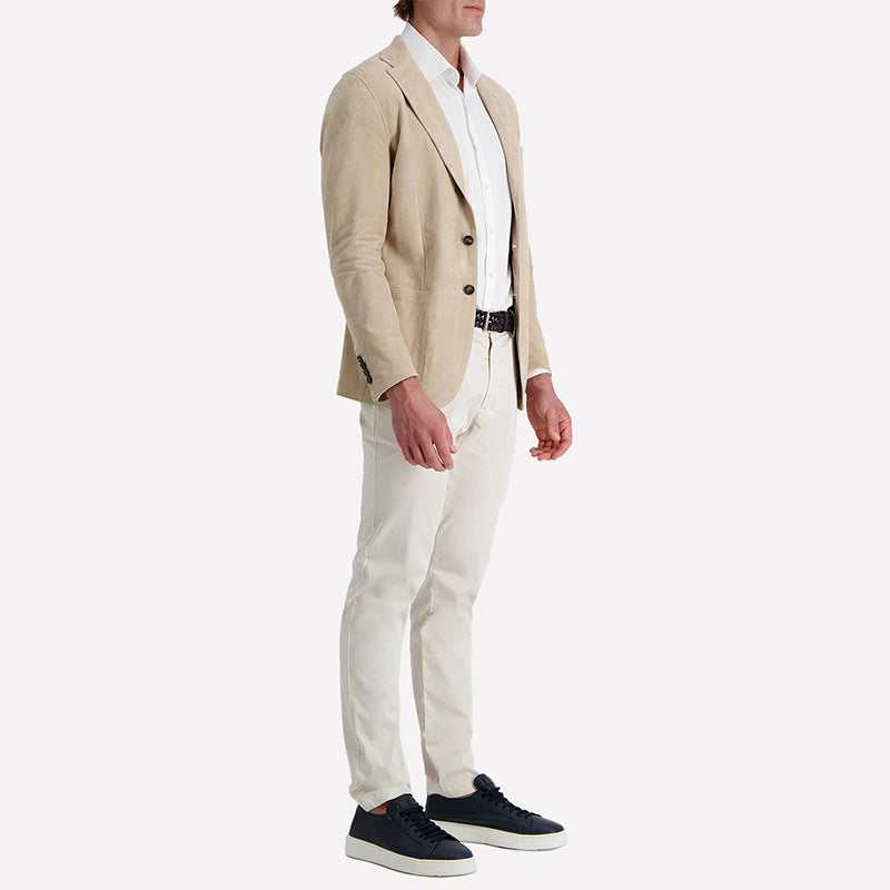 Herrer moderigtig ruskindsblazer med ståkrave Stilla