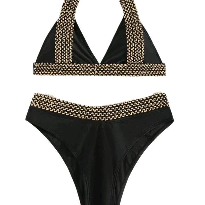 Dame Halterneck-bikini-sæt med kæde-detalje Stilla