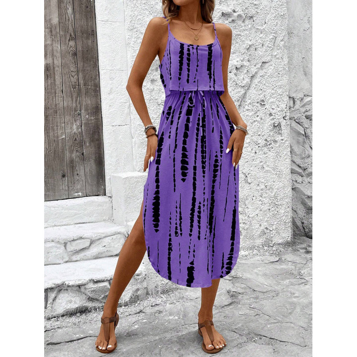 Femme Tribal Print Maxi Kjole med justerbare stropper Stilla