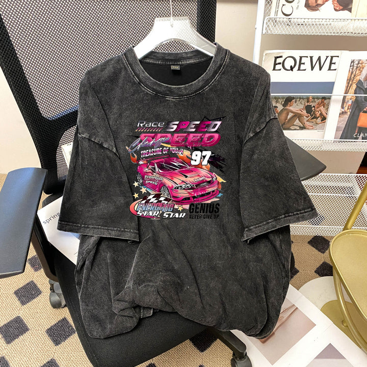 Dame Oversized T-Shirt med kvalitetsgrafikdesign og motiverende racerløbstryk Stilla
