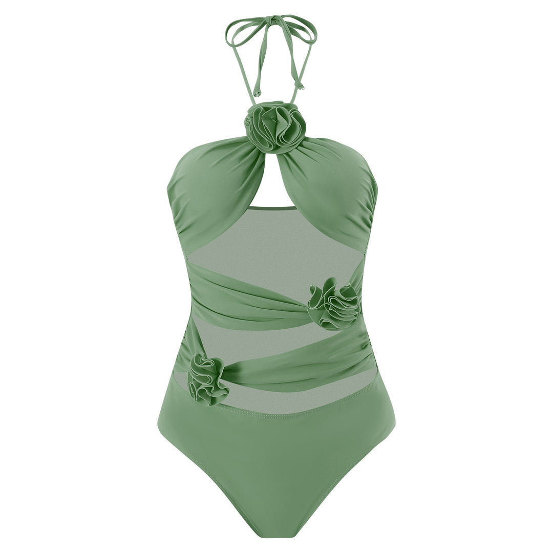 Dame One-Piece Swimsuit med raffinerede flæser og moderigtigt indpakningsdesign Skovae