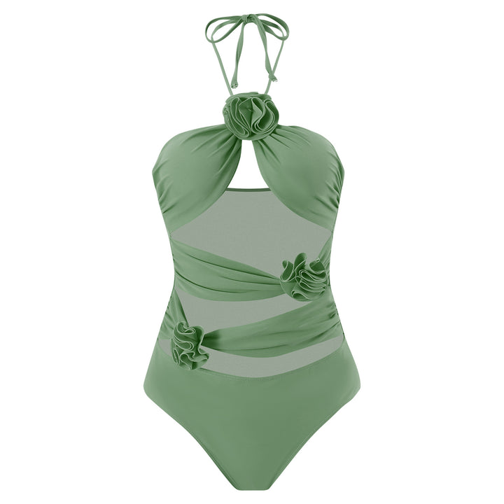 Dame One-Piece Swimsuit med raffinerede flæser og moderigtigt indpakningsdesign Skovae