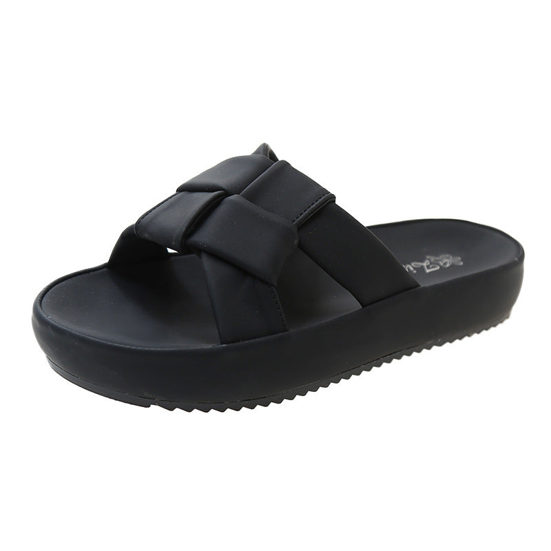 Dame Trendy Slide-Sandaler med dekorativt Sløjfe-Design og komfortabel Såle Stilla