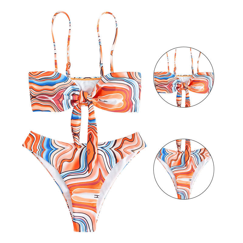 Damer Højtaljet Swirl Print Bikini Sæt Stilla