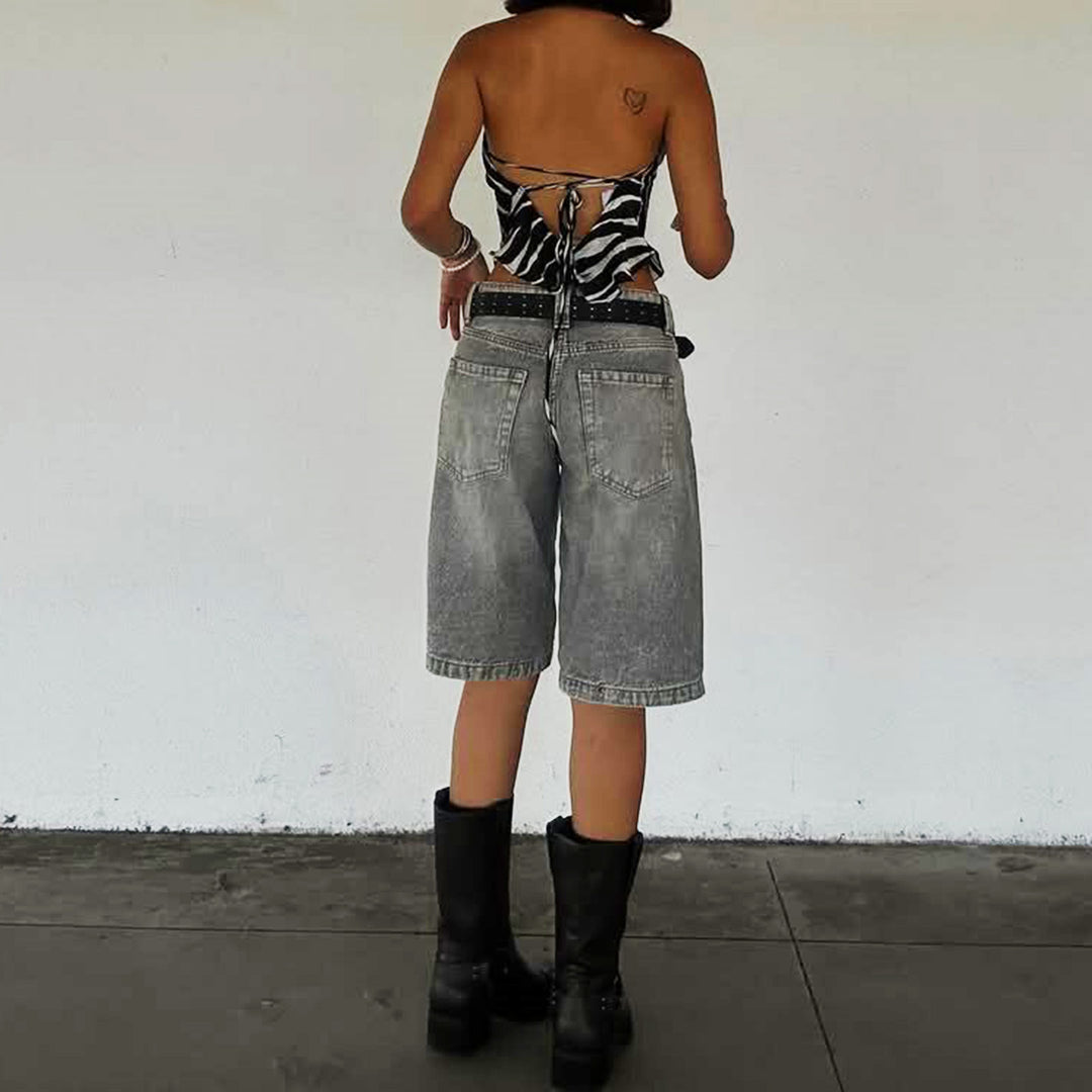 Damer højtskårne denim-shorts i moderne stil Skovae