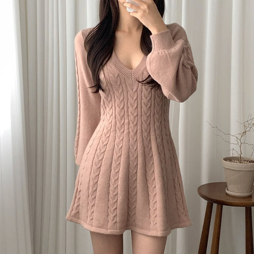 Femme Kabelstrik Pullover Kjole Stilla
