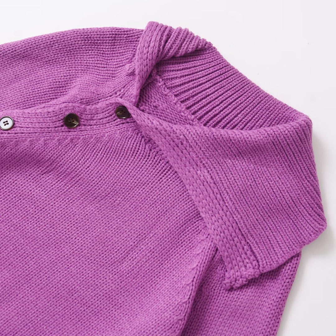 Femme Cropped Button-Up Sweater med asymmetrisk krave Stilla