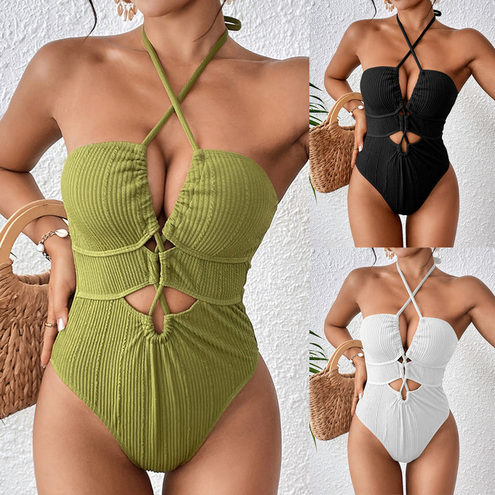 Dame one-piece badedragt med cut-out og raffinerede knude-detaljer Stilla