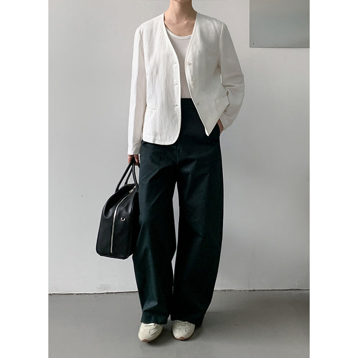 Dame elegant blazerjakke med blødt stof og minimalistisk knaplukning Stilla