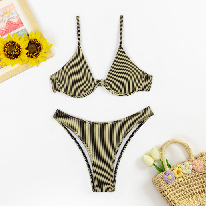 Dame Triangel-Bikini med stribet tekstur Skovae