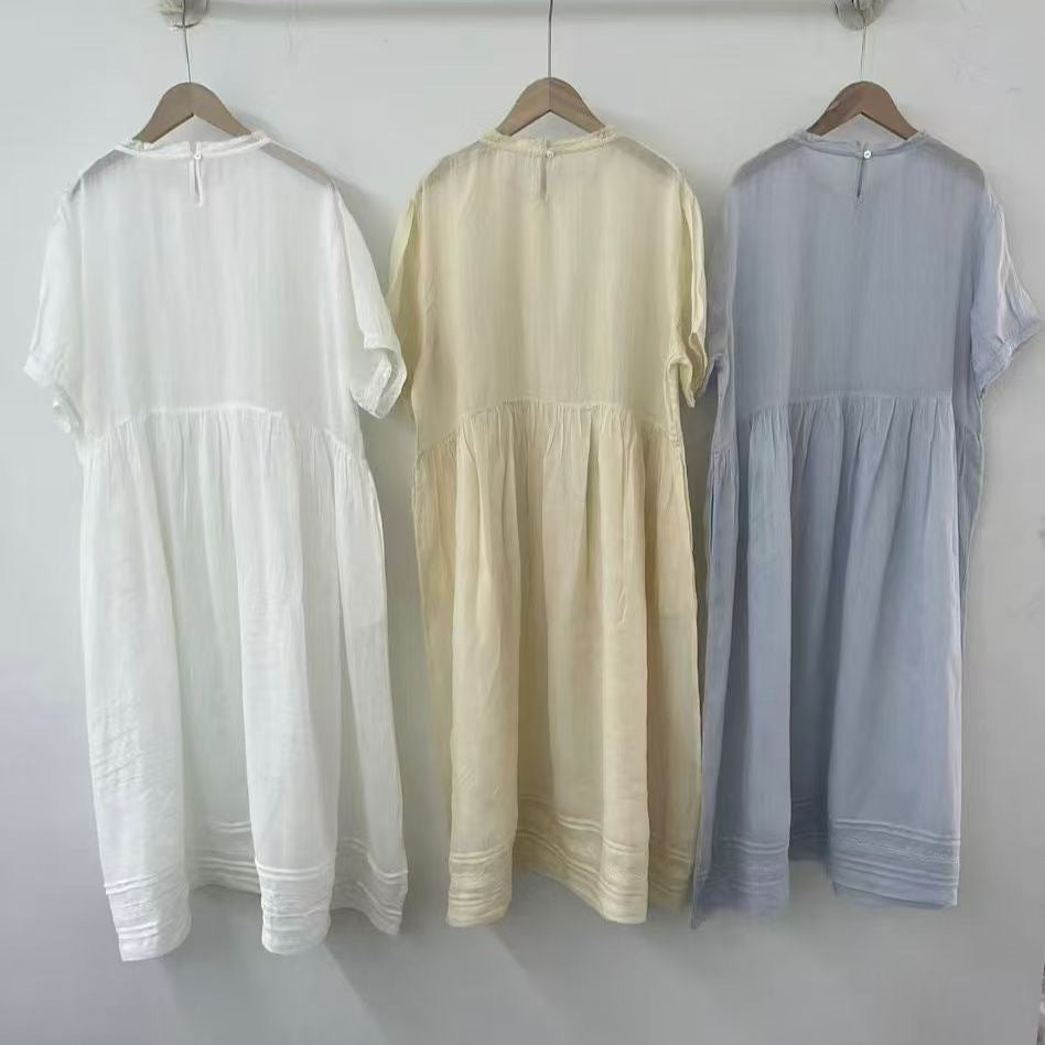 Femme Let Broderi A-linje Kjole Stilla