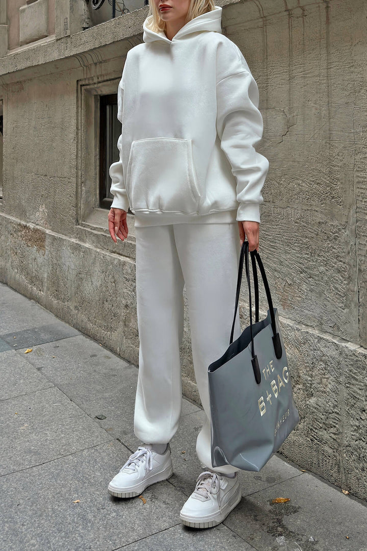 Dame afslappet oversized hoodie og bred bukser sæt Stilla