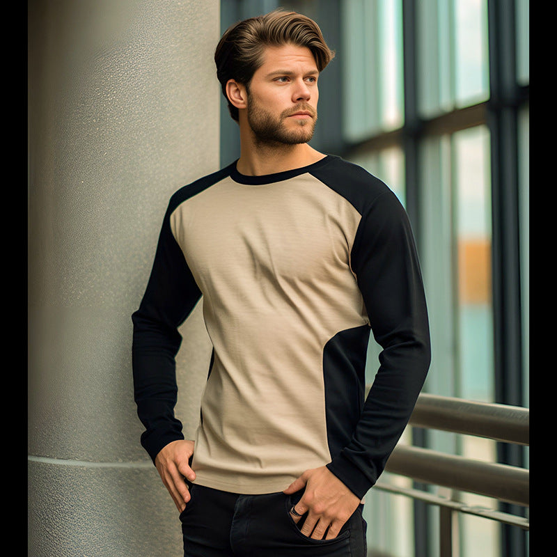 Herre Fritid Farveblok Langærmet T-Shirt Stilla