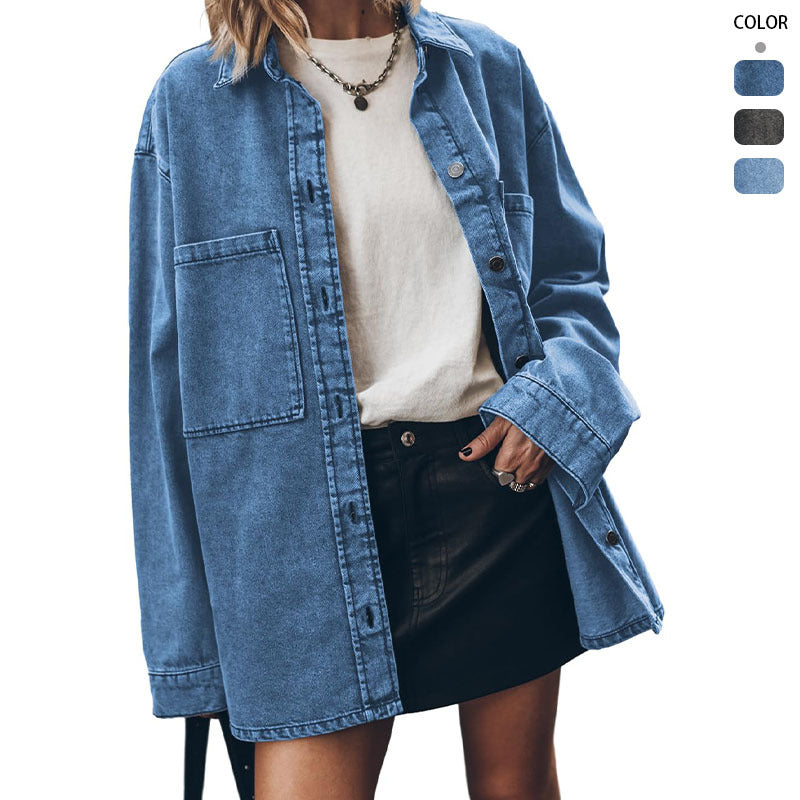 Dame oversized denim skjorte Skovae