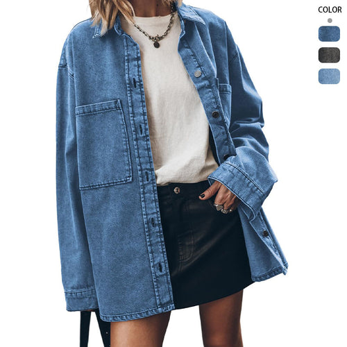Dame oversized denim skjorte Skovae